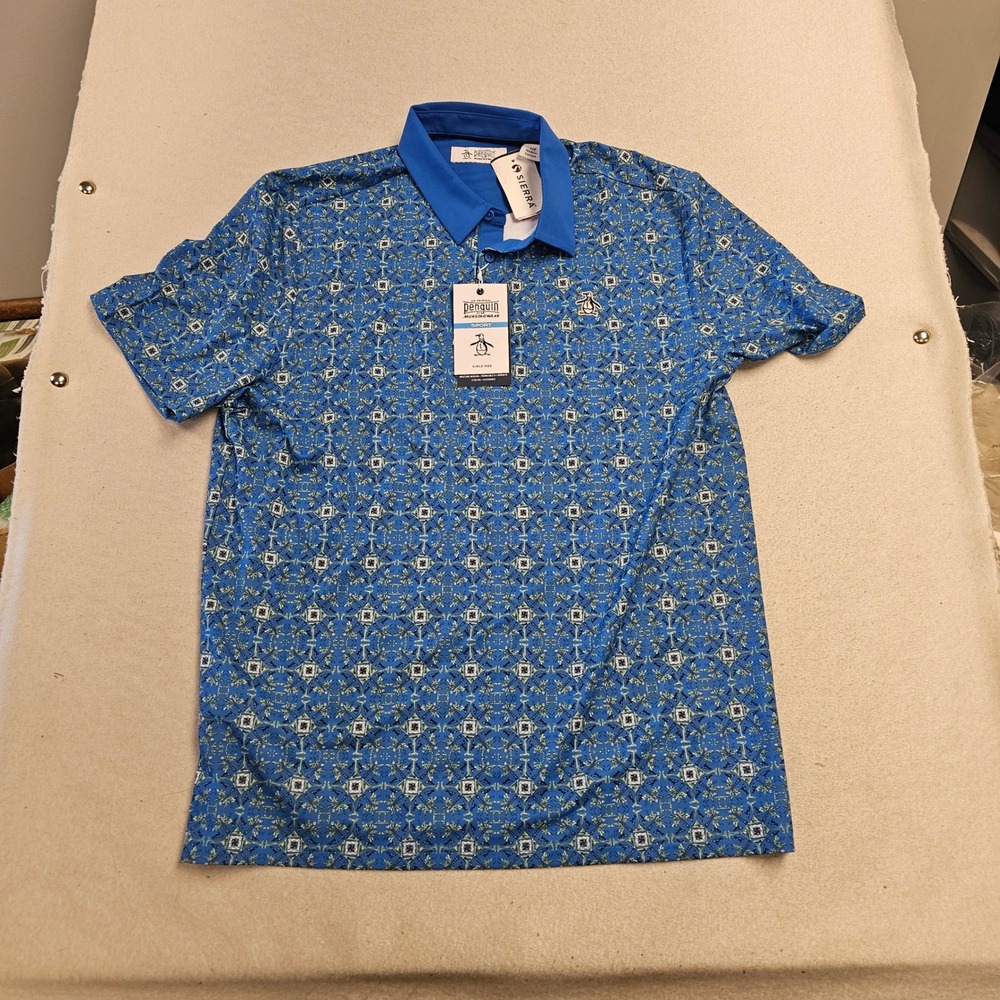 Original Penguin Sport Mens French Blue Cocktail Print Golf Polo OGKSF026SU L